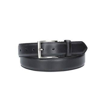 Herren-|Anzugsgürtel 35mm in Schwarz abgenäht aus Vollrindleder bombiert - leder-accessoires.com