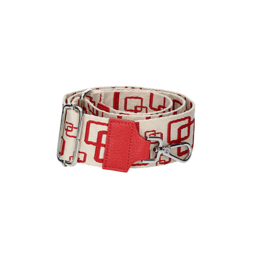 Taschenriemen|Wechselriemen Rot|Quadrat mit Karabiner Silber