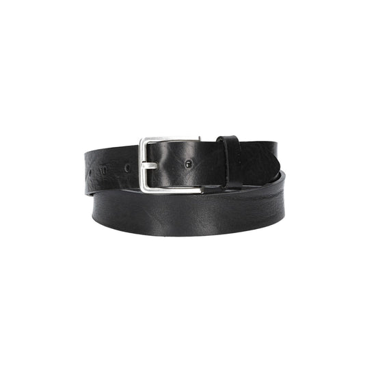 Hochwertiger Ledergürtel 35mm in Schwarz mit rustikaler Schließe in Silber - leder-accessoires.com