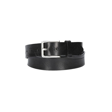 Hochwertiger Ledergürtel 35mm in Schwarz mit rustikaler Schließe in Silber