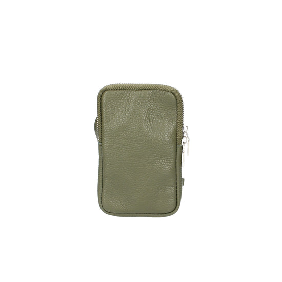 Handytasche 16x10cm in Oliv aus Leder - leder-accessoires.com
