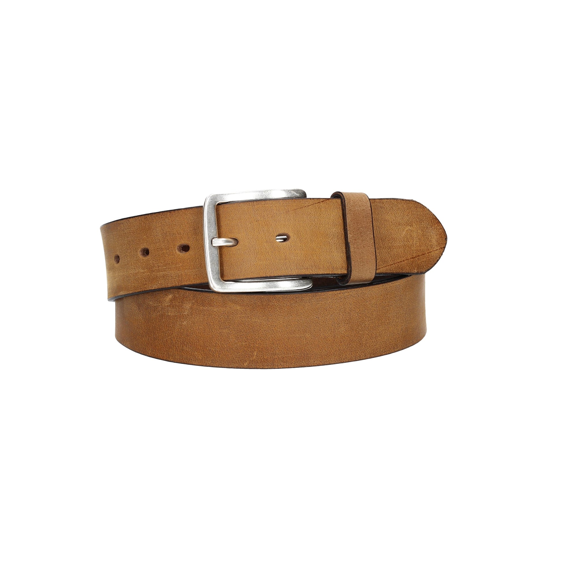 Ledergürtel Gelb|Ocker 40mm mit Dornschließe in Silber - leder-accessoires.com