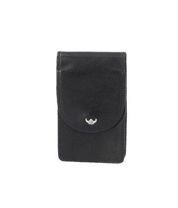 Kartenetui|Visitenkarten Golden Head 6,5 x 11cm in Schwarz aus Leder