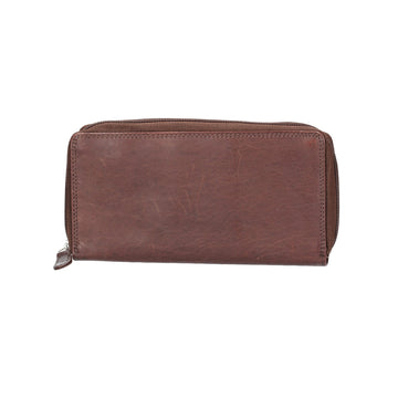 Lederbörse 20x10cm in Braun mit Reißverschluss