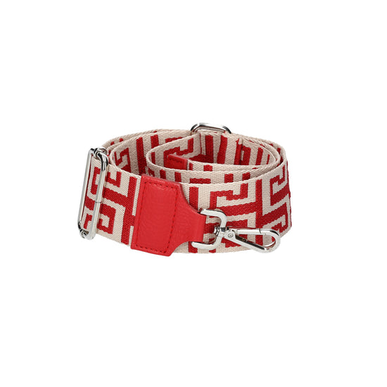 Taschenriemen|Wechselriemen Rot|Beige mit Karabiner Silber - leder-accessoires.com