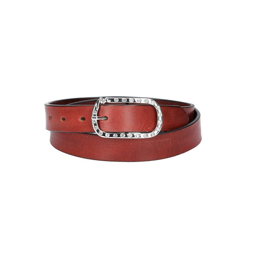 Ledergürtel 30mm in Rot mit Strass-Schließe in Silber