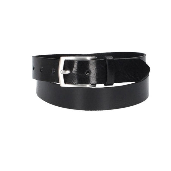 Ledergürtel Schwarz 30mm mit Dornschließe in Silber - leder-accessoires.com