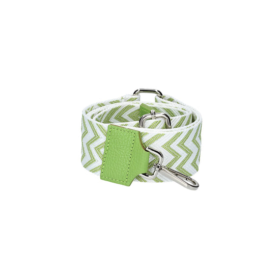 Taschenriemen|Wechselriemen in Hellgrün gezackt mit Karabiner Silber - leder-accessoires.com