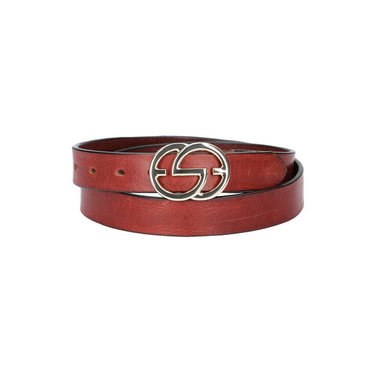 Ledergürtel 30mm in Rot mit GG-Schließe in Light Gold - leder-accessoires.com