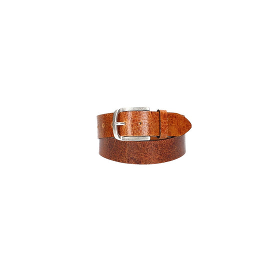 Ledergürtel 40mm Cognac gecrashte Optik mit Dornschließe in Silber - leder-accessoires.com