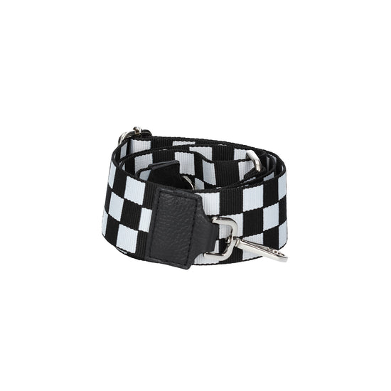 Taschenriemen|Wechselriemen in Schwarz| Karo mit Karabiner Silber - leder-accessoires.com