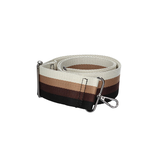 Taschenriemen|Wechselriemen in Braun gestreift mit Karabiner Silber - leder-accessoires.com
