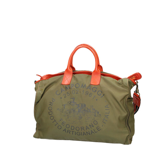 Schultertasche Campomaggi in Oliv|Orange in Canvas