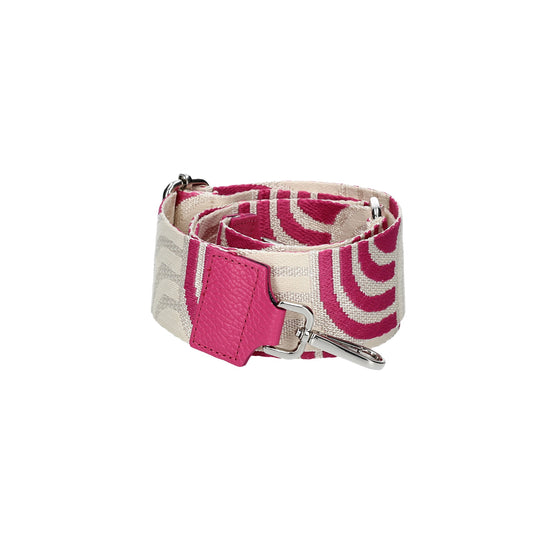 Taschenriemen|Wechselriemen in Pink|Beige mit Karabiner Silber - leder-accessoires.com