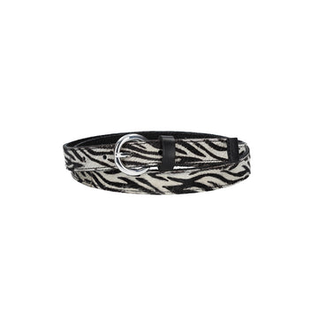 Fellgürtel 20mm in Zebra-Optik mit Schließe in Silber