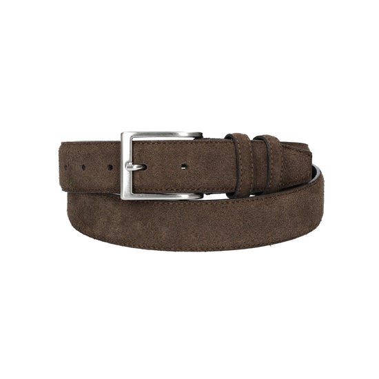 Herren-|Anzugsgürtel 35mm Nappa abgenäht in Braun aus Leder - leder-accessoires.com