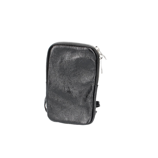Handytasche aus Leder 17x10cm in Schwarz metallic - leder-accessoires.com