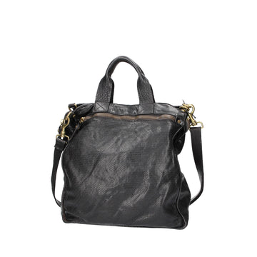 Shopper Hochformat aus Leder in Schwarz mit geschlitzter Optik
