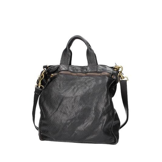 Shopper Hochformat aus Leder in Schwarz mit geschlitzter Optik