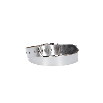 Ledergürtel 30mm in Silber mit Dornschließe in Silber - leder-accessoires.com