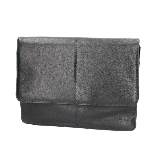 Schreib-|Dokumentenmappe A4 in Schwarz mit Überschlag - leder-accessoires.com