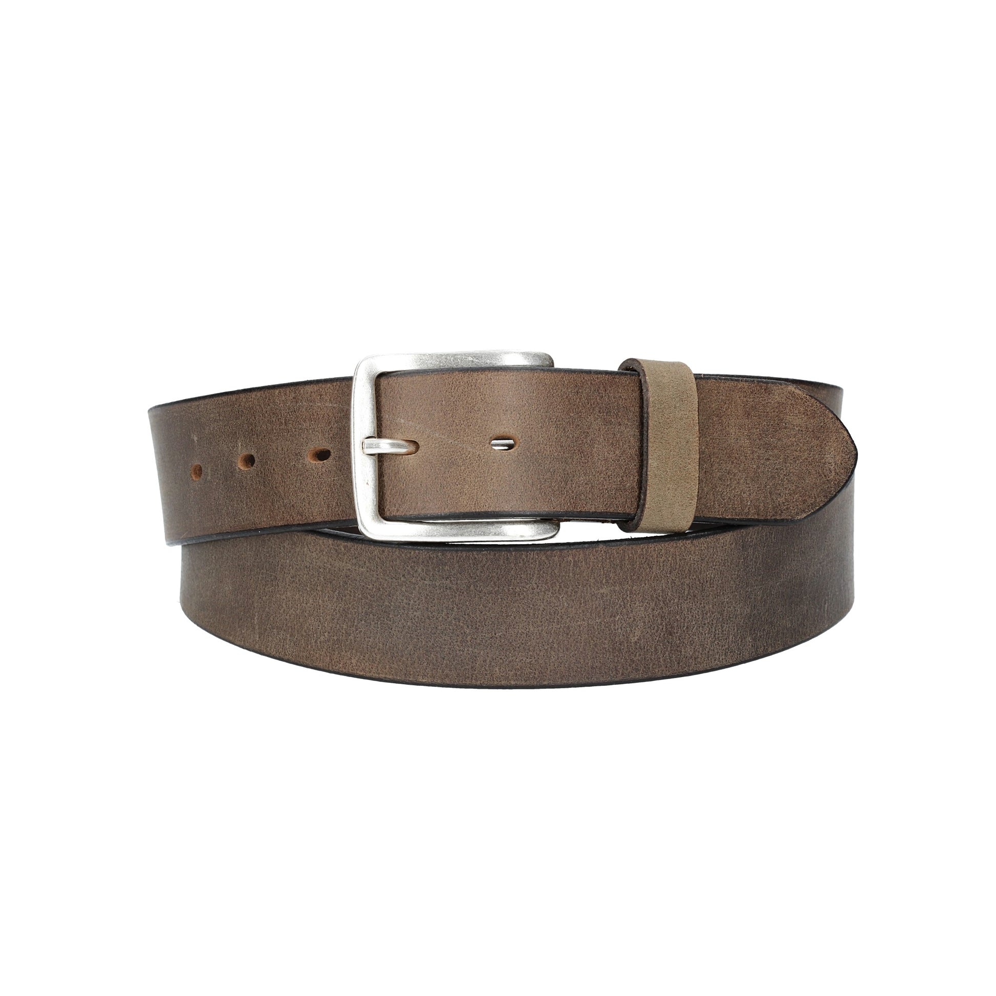 Ledergürtel Grau 40mm mit Dornschließe in Silber - leder-accessoires.com