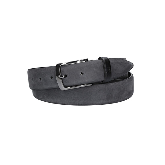 Herren-|Anzugsgürtel 35mm in Schwarz aus Nubukleder bombiert - leder-accessoires.com