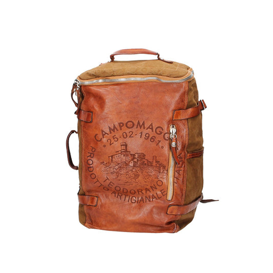 Rucksack/Koffer "Marte“ aus Canvas in Militärgrün und Leder in Cognac - leder-accessoires.com