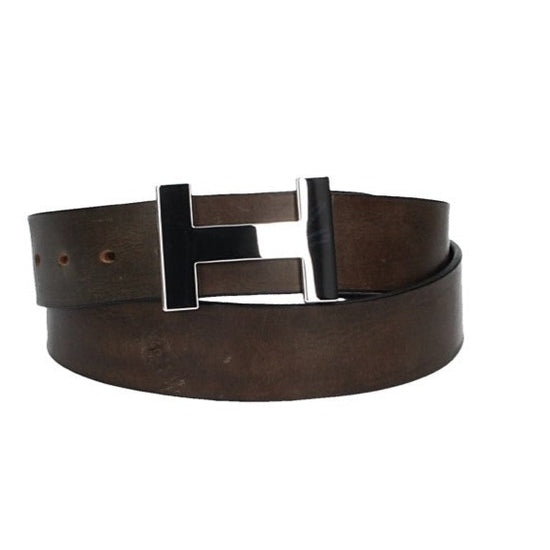 Ledergürtel Grau 40mm mit H-Schließe in Silber - leder-accessoires.com