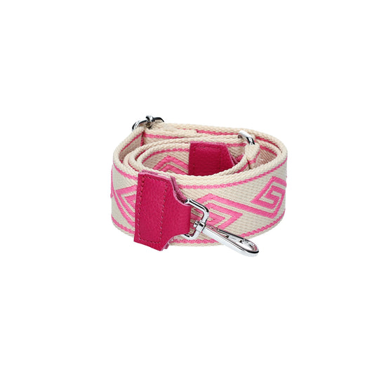 Taschenriemen|Wechselriemen in Rosa|Raute mit Karabiner Silber - leder-accessoires.com