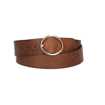 Ledergürtel Cognac 40mm mit goldener Vollschließe