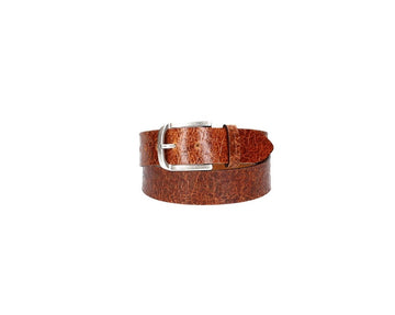 Ledergürtel 40mm Cognac Krokoprägung mit Dornschließe in Silber - leder-accessoires.com