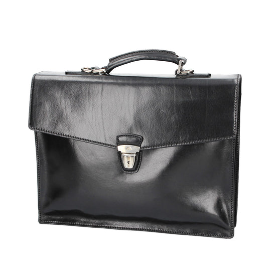 Aktentasche 40x13x32cm The Bridge in Schwarz mit Überschlag - leder-accessoires.com