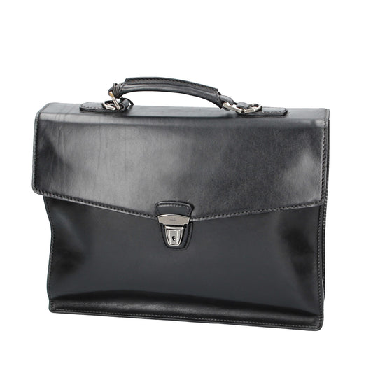 Aktentasche 40x10x30cm The Bridge in Schwarz mit Überschlag - leder-accessoires.com
