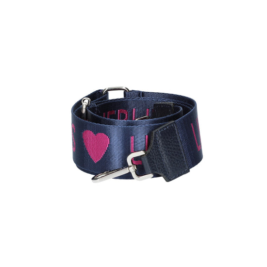 Taschenriemen|Wechselriemen "Lieblingsmensch" in Blau|Pink - leder-accessoires.com