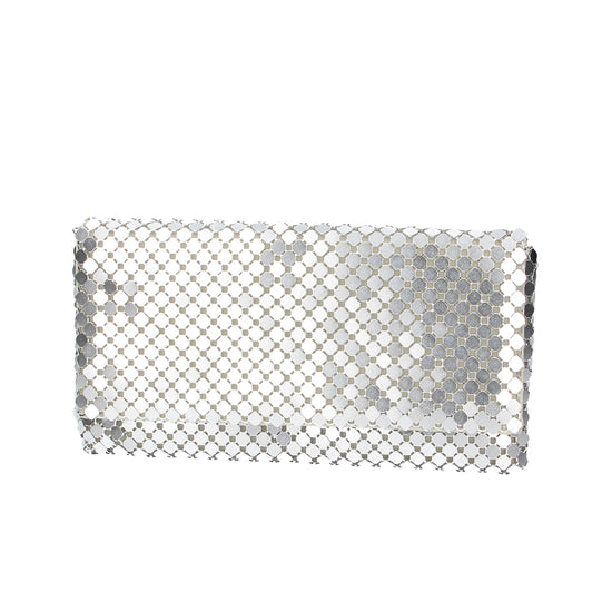 Clutch in Silber mit Pailetten und Überschlag - leder-accessoires.com