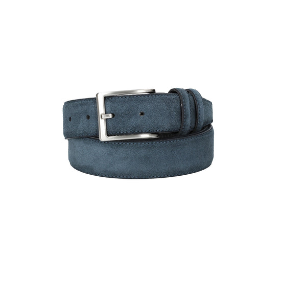 Herren-|Anzugsgürtel 35mm Nappa abgenäht in Blau|Marine aus Leder - leder-accessoires.com