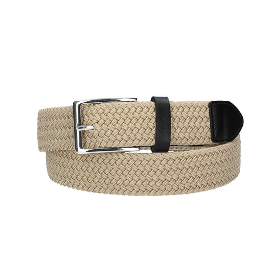 Stretchgürtel|Bandgürtel 35mm in Taupe|Beige mit Dornschließe und Lederspitze - leder-accessoires.com