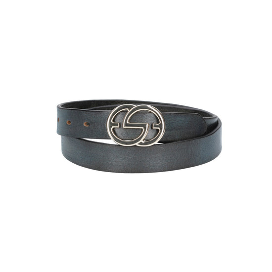 Ledergürtel 30mm in Blau mit GG-Schließe in Light Gold - leder-accessoires.com