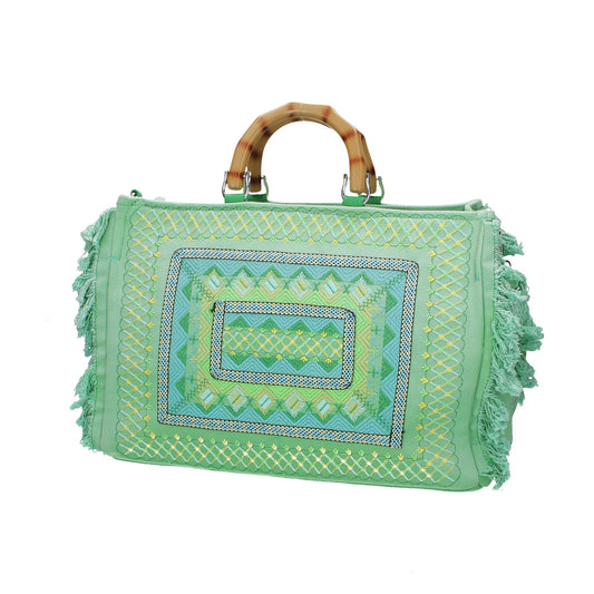 SALE Handtasche in Grün aus Canvas - leder-accessoires.com