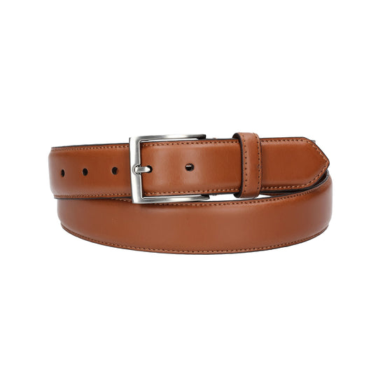 Herren-|Anzugsgürtel 35mm abgenäht in Cognac aus Leder - leder-accessoires.com