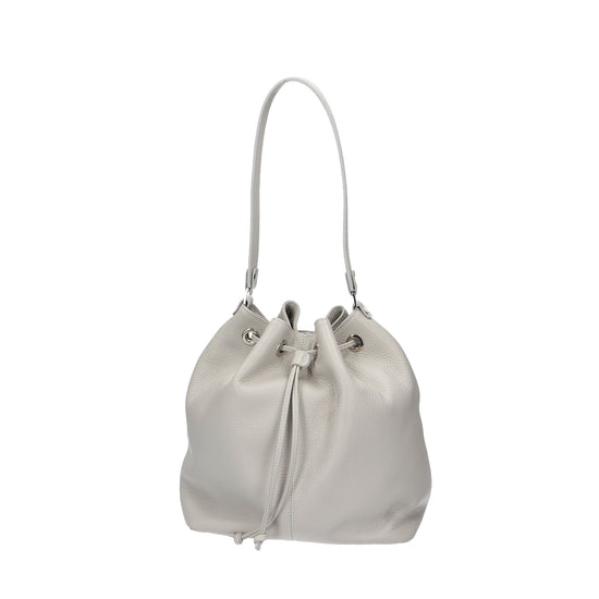 Beuteltasche 26x15x25cm in Hellgrau|Perla aus Leder - leder-accessoires.com