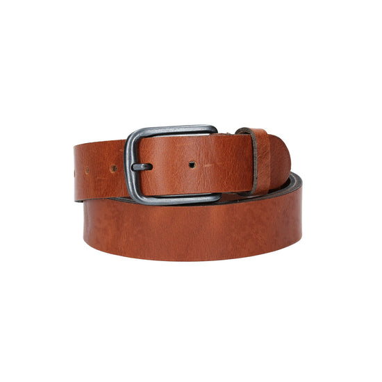 Herren-|Anzugsgürtel 35mm in Cognac mit schwarzer Schließe aus Leder - leder-accessoires.com