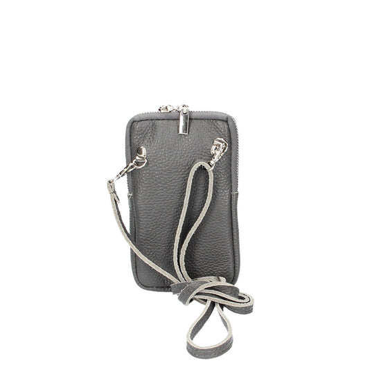 Handytasche 16x10cm in Dunkelgrau aus Leder - leder-accessoires.com