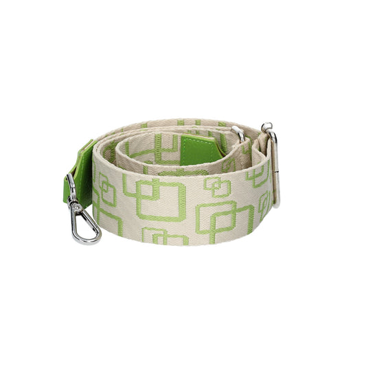 Taschenriemen|Wechselriemen in Grün Quadrat mit Karabiner Silber