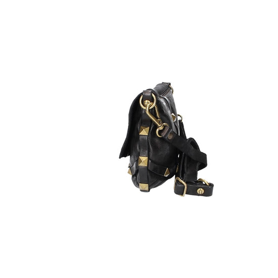 Campomaggi Umhängetasche „Artemide“ aus schwarzem Leder mit Schmucknieten - leder-accessoires.com