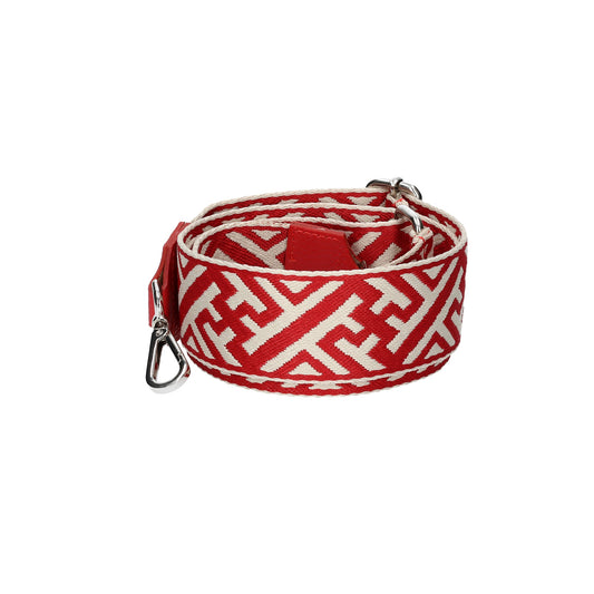 Taschenriemen|Wechselriemen Rot|Gemustert mit Karabiner Silber