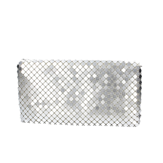 Clutch in Silber mit Pailetten und Überschlag - leder-accessoires.com