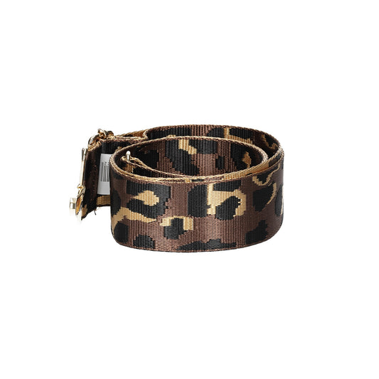 Taschenriemen|Wechselriemen in Camouflage Braun mit Karabiner Gold - leder-accessoires.com