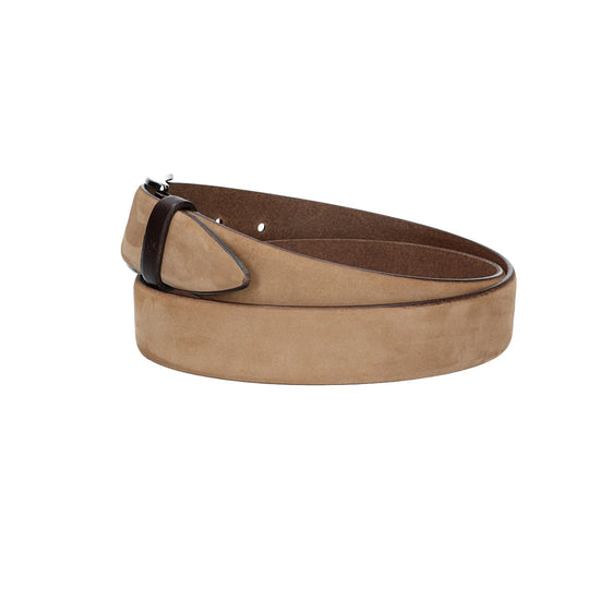 Herren-|Anzugsgürtel 35mm in Taupe aus Nubukleder bombiert - leder-accessoires.com